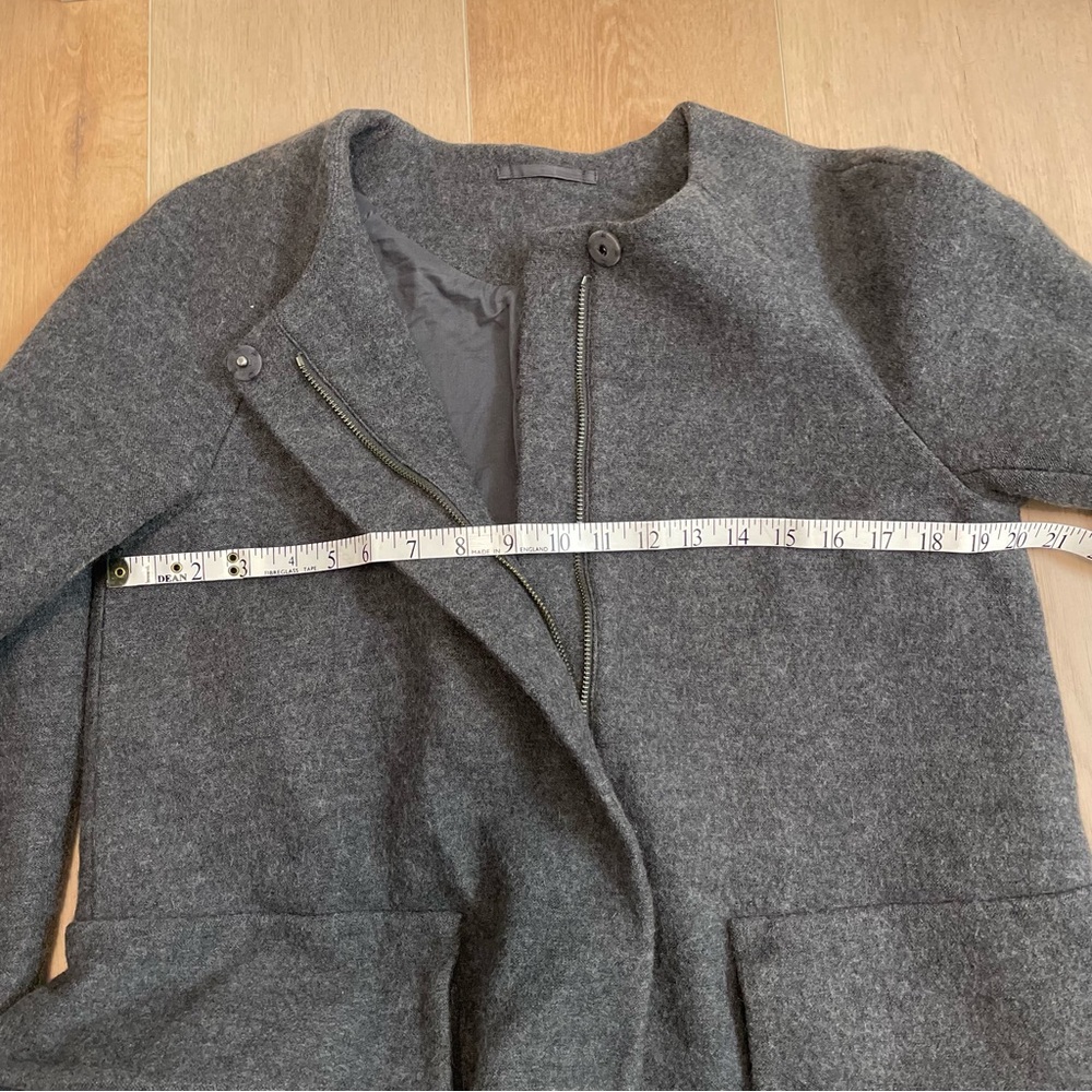 COS Collarless 100% Wool Coat - Charcoal Gray - Picture 7 of 8